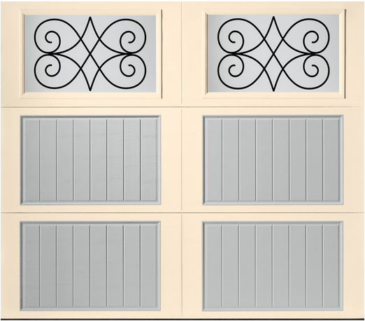 Two tone carriage house style garage door